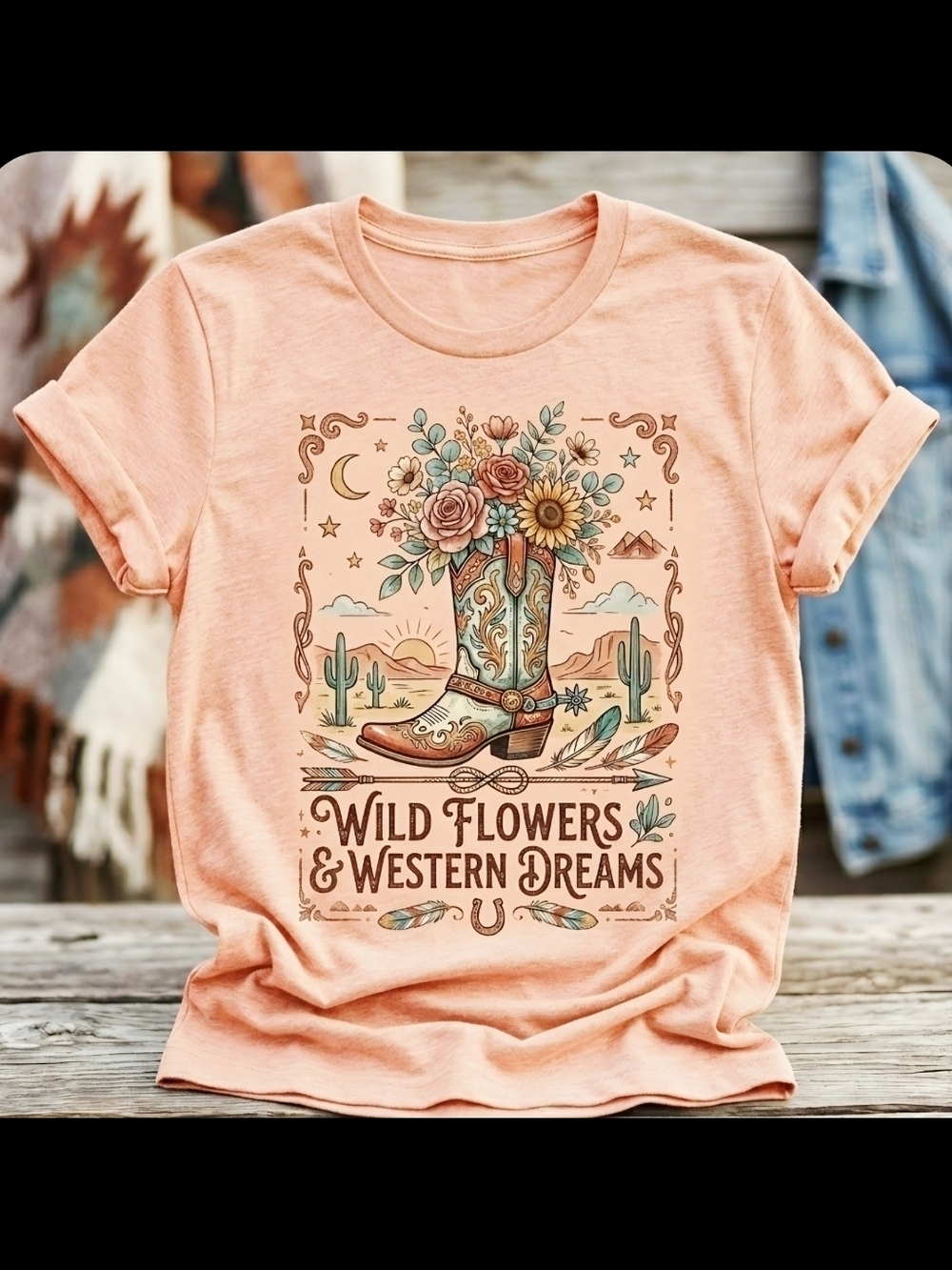 Wild Flowers & Western Dreams Western Graphic Tee | Cowgirl Boot Wildflower Tee